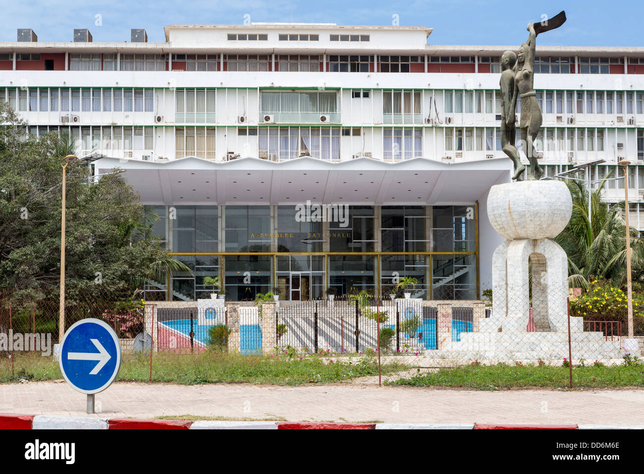 Dakar, Senegal. Soweto Square (Place Soweto) with National Assembly Building in background. Stock Photo