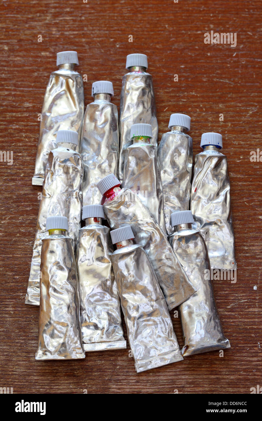 old used paint tubes Stock Photo Alamy