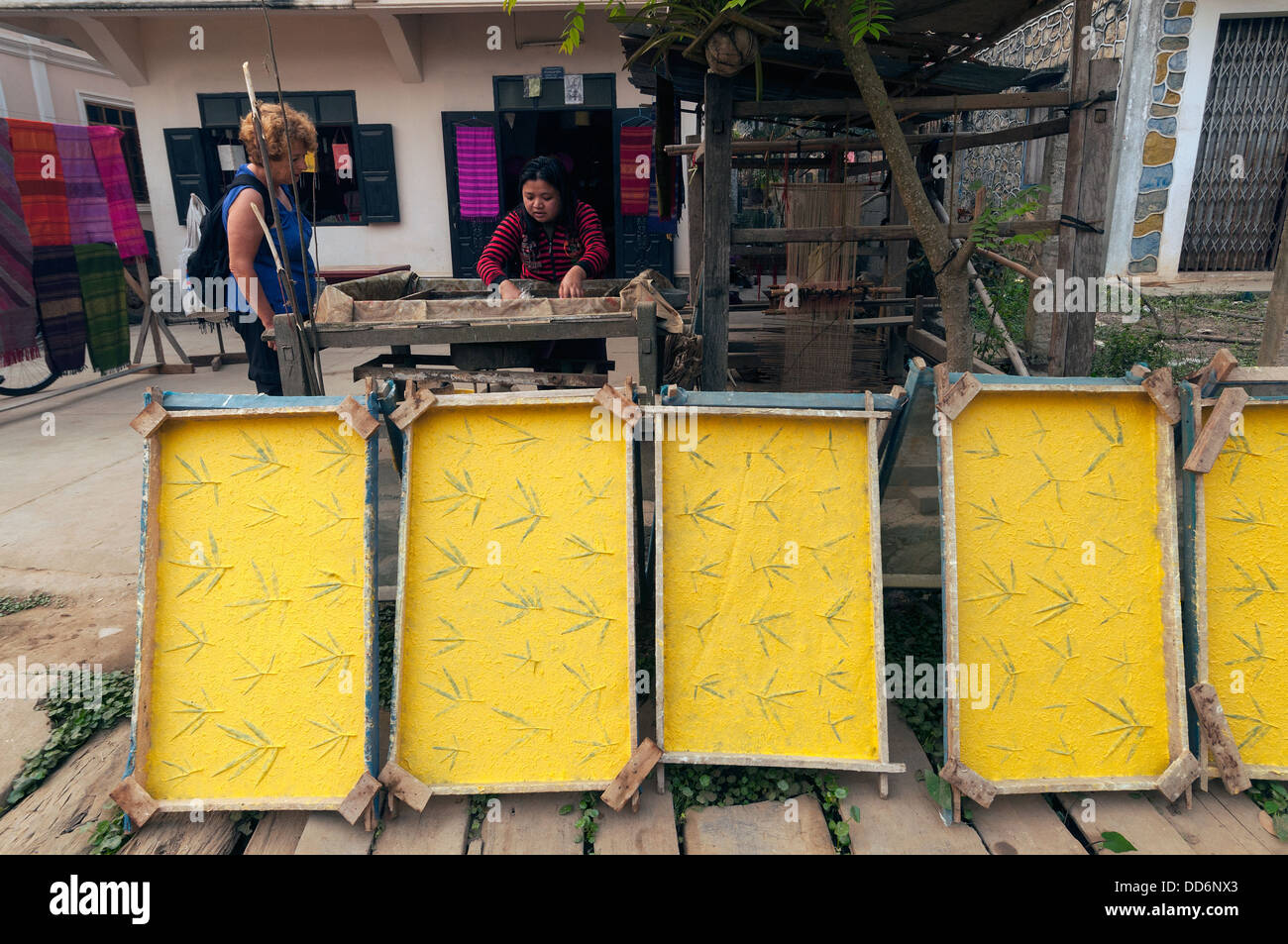 Elk2091531 Laos, Luang Prabang, Ban Xang Khong, rice paper making