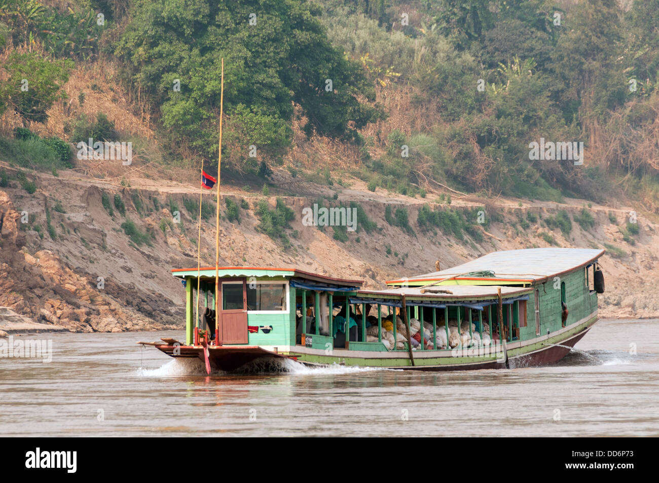 Elk209-1602 Laos, Mekong River, riverboat Stock Photo