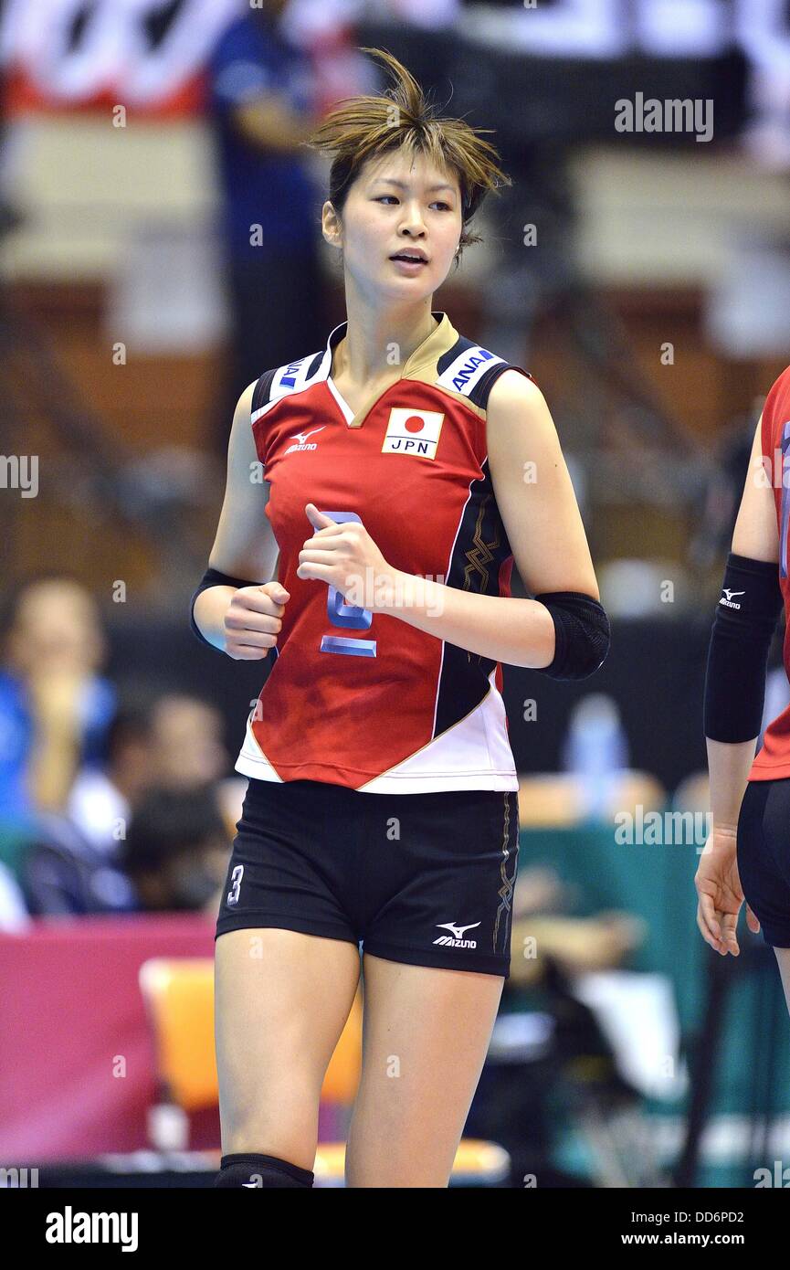 Saori Kimura (JPN), AUGUST 18, 2013 - Volleyball : 2013 FIVB World Grand Prix, Preliminary Round Week 3 Pool M match Japan 3-2 Czech Republic at Sendai Gymnasium in Sendai, Miyagi, Japan. (Photo by Ryu Makino/AFLO) Stock Photo