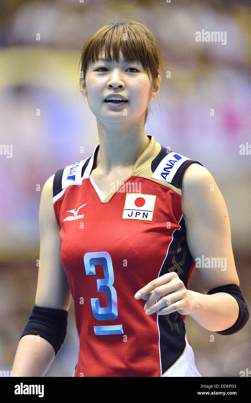 Saori Kimura (JPN), AUGUST 18, 2013 - Volleyball : 2013 FIVB World Grand Prix, Preliminary Round Week 3 Pool M match Japan 3-2 Czech Republic at Sendai Gymnasium in Sendai, Miyagi, Japan. (Photo by Ryu Makino/AFLO) Stock Photo
