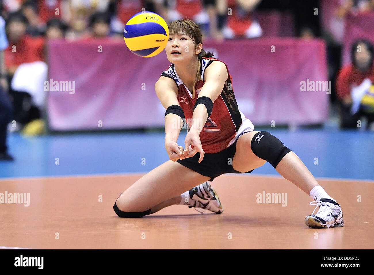 Saori Kimura (JPN), AUGUST 18, 2013 - Volleyball : 2013 FIVB World Grand Prix, Preliminary Round Week 3 Pool M match Japan 3-2 Czech Republic at Sendai Gymnasium in Sendai, Miyagi, Japan. (Photo by Ryu Makino/AFLO) Stock Photo