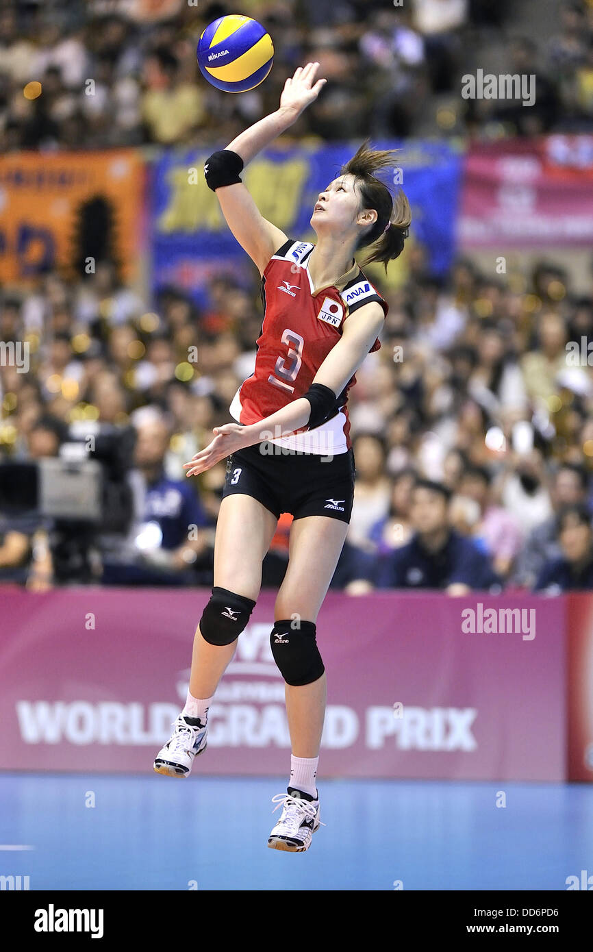 Saori Kimura (JPN), AUGUST 18, 2013 - Volleyball : 2013 FIVB World Grand Prix, Preliminary Round Week 3 Pool M match Japan 3-2 Czech Republic at Sendai Gymnasium in Sendai, Miyagi, Japan. (Photo by Ryu Makino/AFLO) Stock Photo