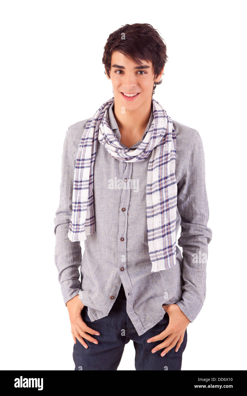 Young casual man posing isolated over white Stock Photo - Alamy