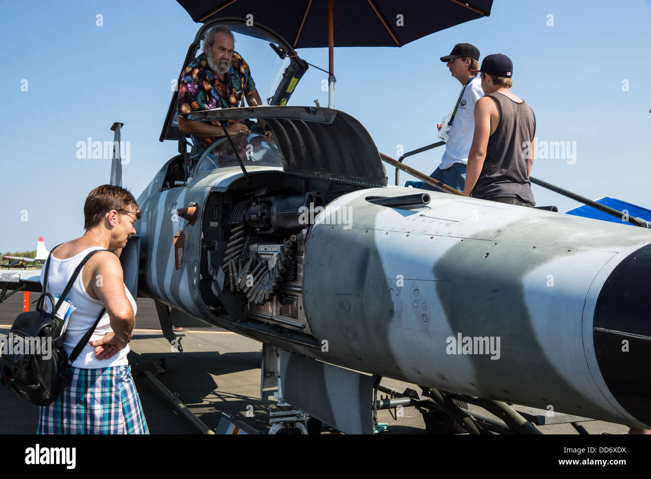 8/18/2013 Santa Rosa, California. A Northrup F-5E Tiger ll Tactical Fighter on display at the Pacific Coast Air Museum airshow. Stock Photo