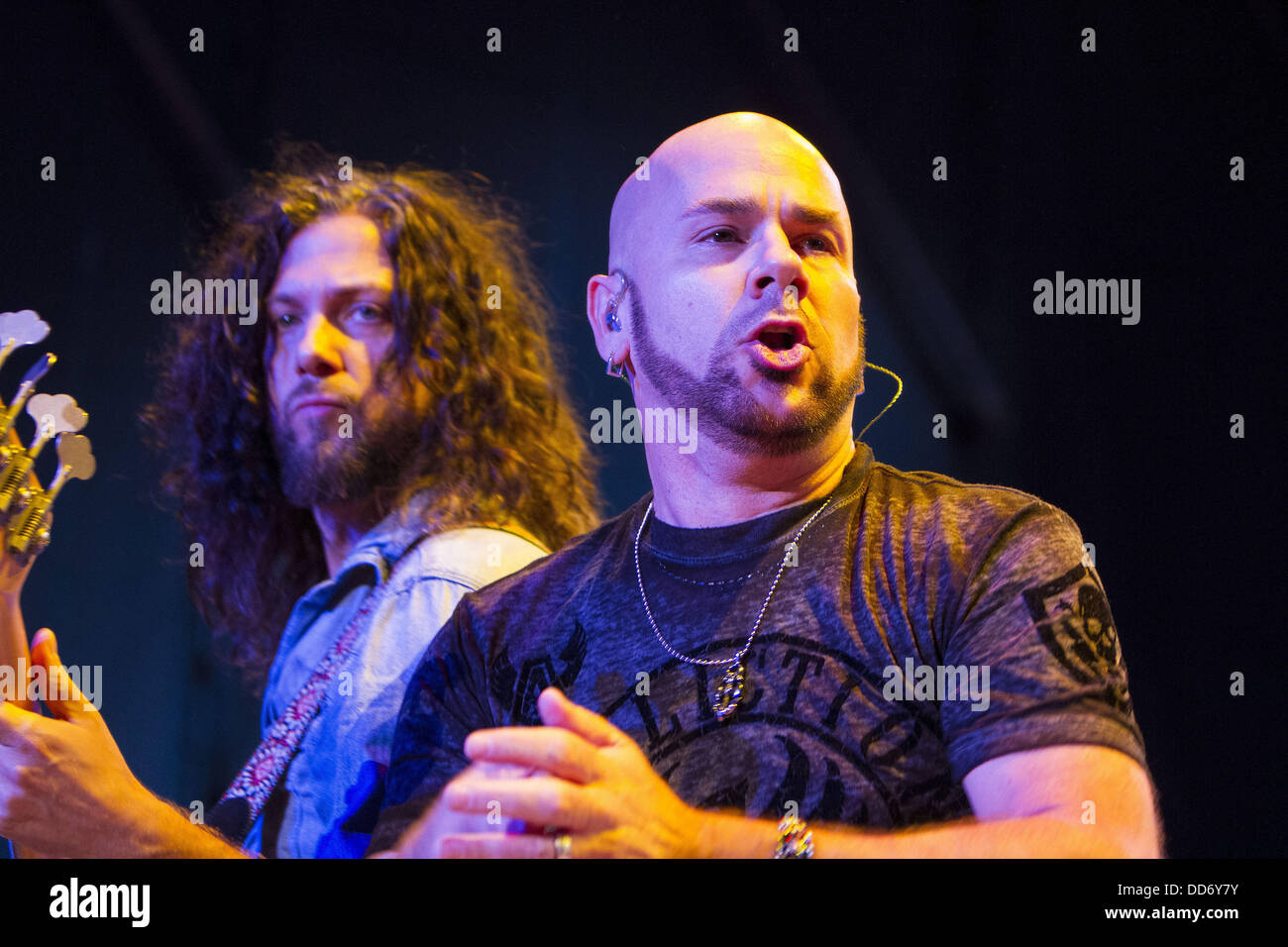 San Diego, California, USA. 26th Aug, 2013. JASON BONHAM, son of legendary Led Zeppelin drummer JOHN BONHAM performed with his tribute band Jason Bonham's Led Zeppelin Experience at San Diego State University on August 26, 2013. Pictured: JAMES DYLAN, MICHAEL DEVIN. Credit:  Daniel Knighton/ZUMAPRESS.com/Alamy Live News Stock Photo