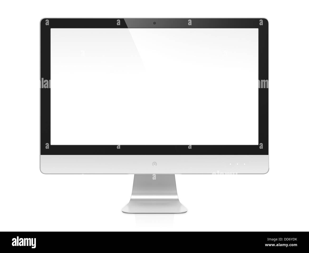 Computer monitor with white blank screen isolated on white background