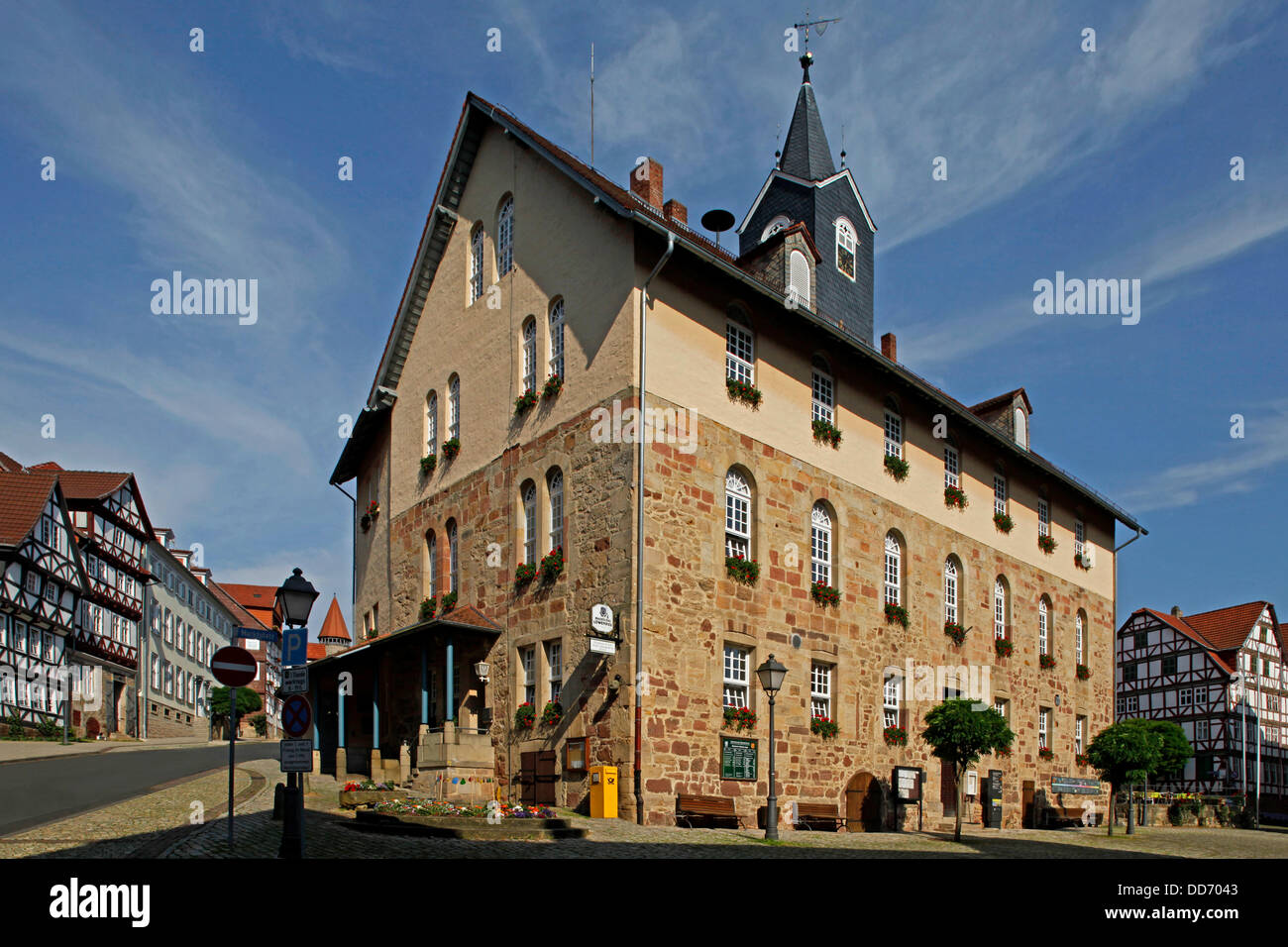 The town is known best of all for its Schloss Spangenberg, a castle built in 1253 and the town's landmark. Also worth seeing are the Town Hall and the half-timbered buildings in the Old Town and the remains of the town's old wall, several of whose towers a Stock Photo
