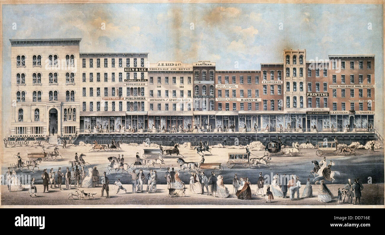 Raising of Lake Street, Chicago, 1855 Stock Photo