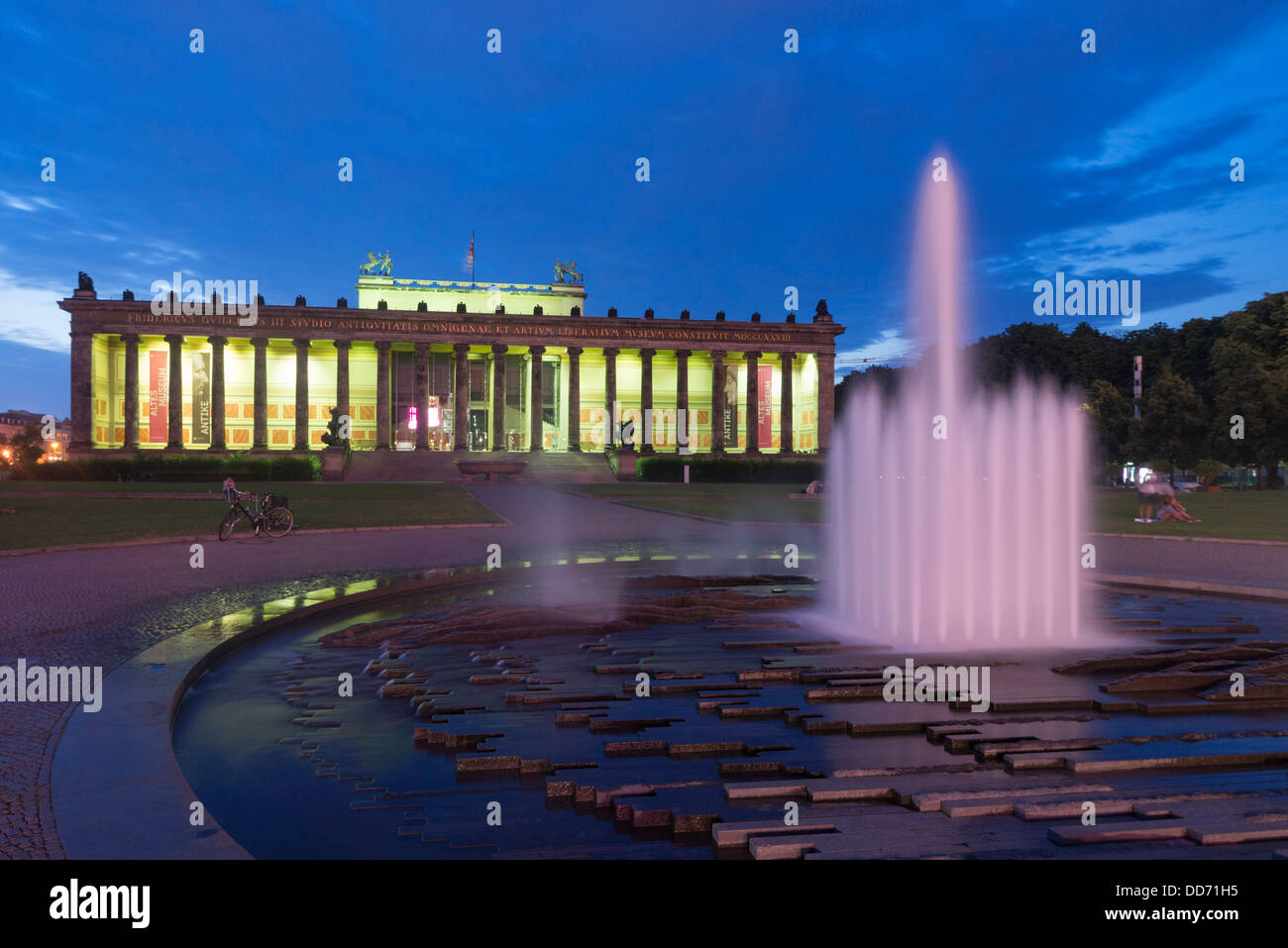 Night view of Altes Museum on Museumsinsel or Museum Island in Berlin Germany Stock Photo