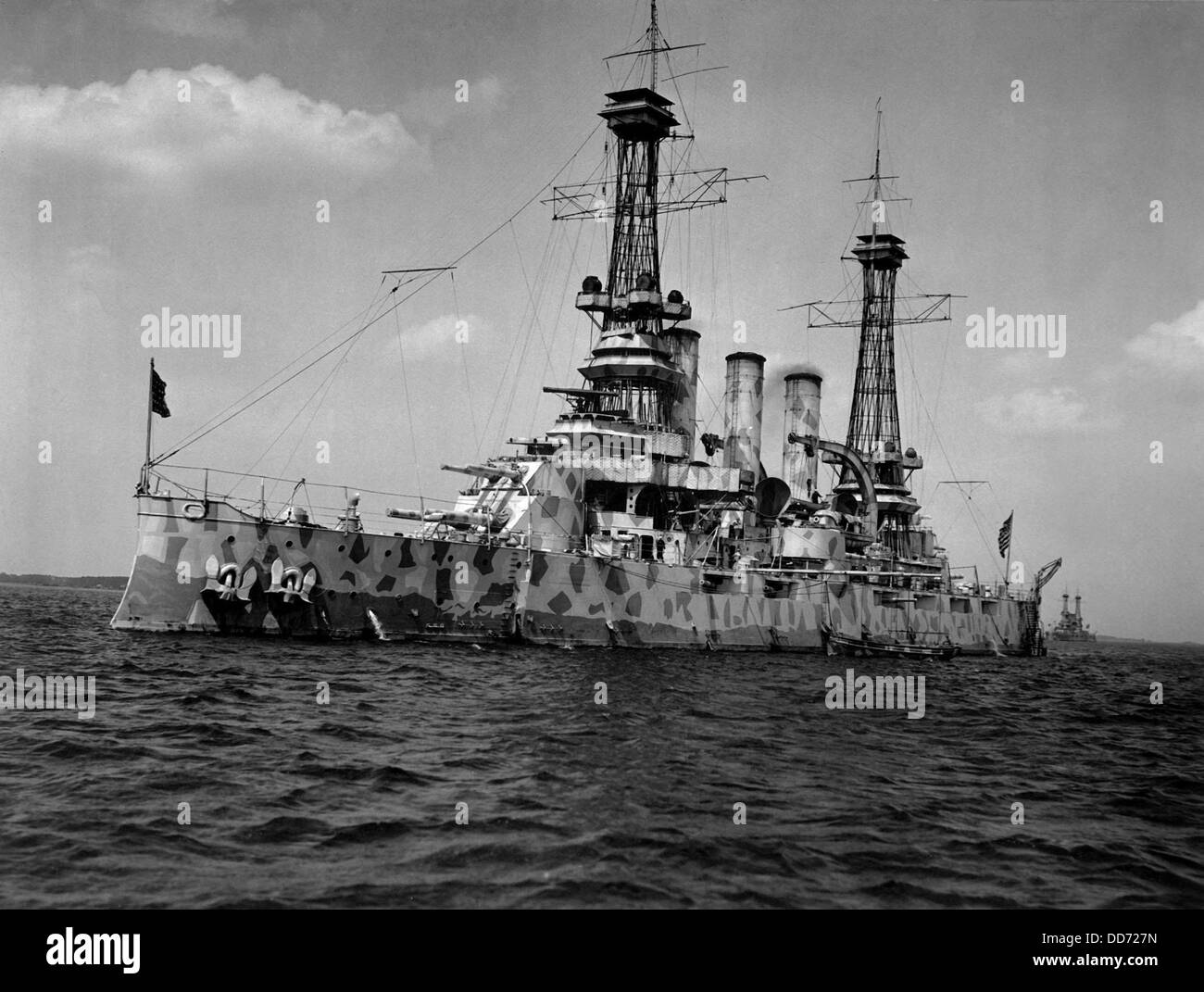 The USS New Jersey in camouflage coat. Ca. 1918. Stock Photo