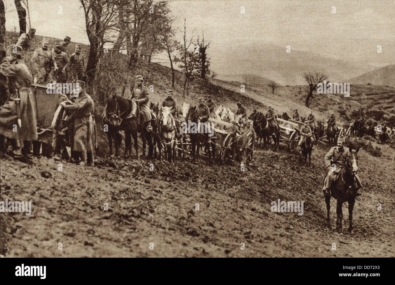 World War 1. The reorganized Serbian Army in the valleys on the Macedonian Front. It co-operated with the British, French, Stock Photo