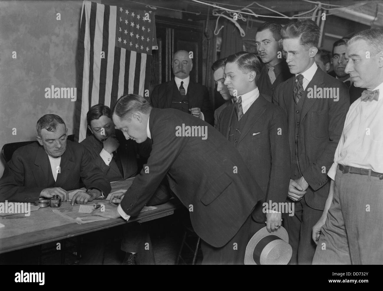 World War 1. American men register for the military draft in New York