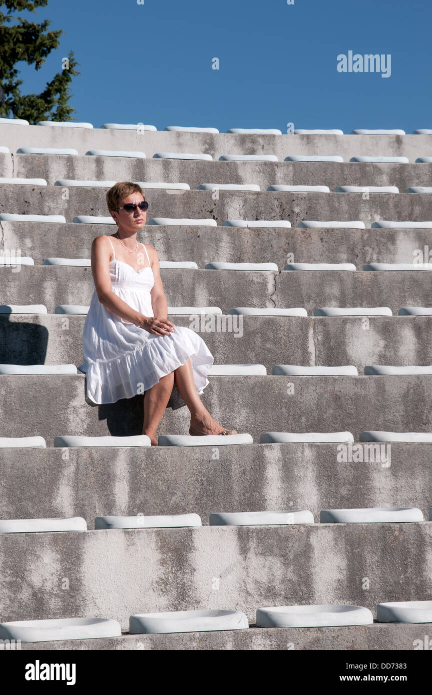 Aerial woman in white dress hi-res stock photography and images - Alamy
