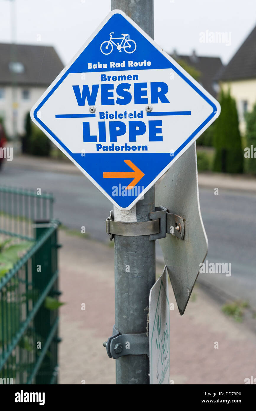 Germany Long Distance Cycle Route Bahn Rad Route Weser Lippe Stock Photo