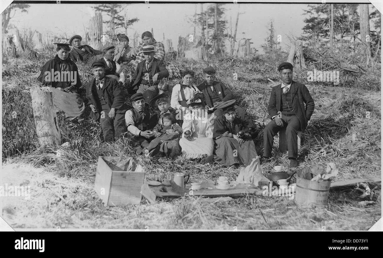 Native Young Folks picnic in the early days of the settlement of