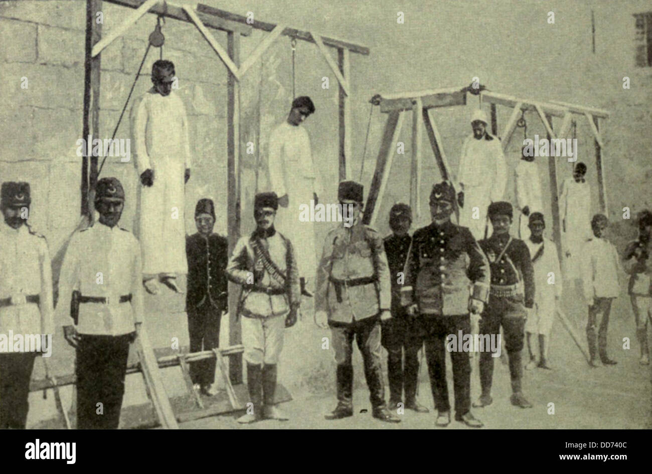 Execution of five Armenian priests by Ottomans in Jaffa, Palestine. Nov. 1917. The hanging took place just before Jaffa was Stock Photo