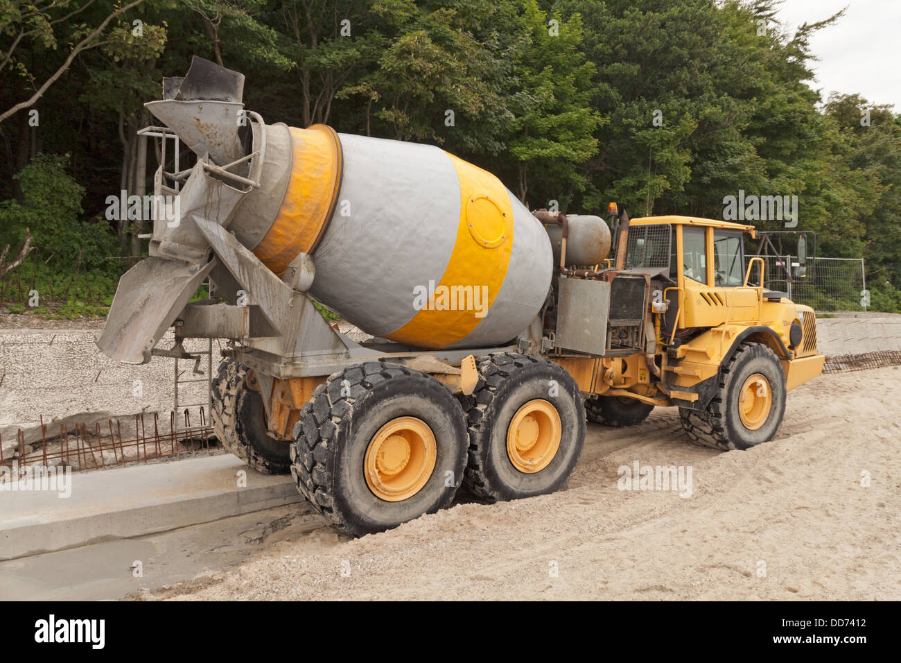 Heavy Yellow Concrete Truck Stock Photo