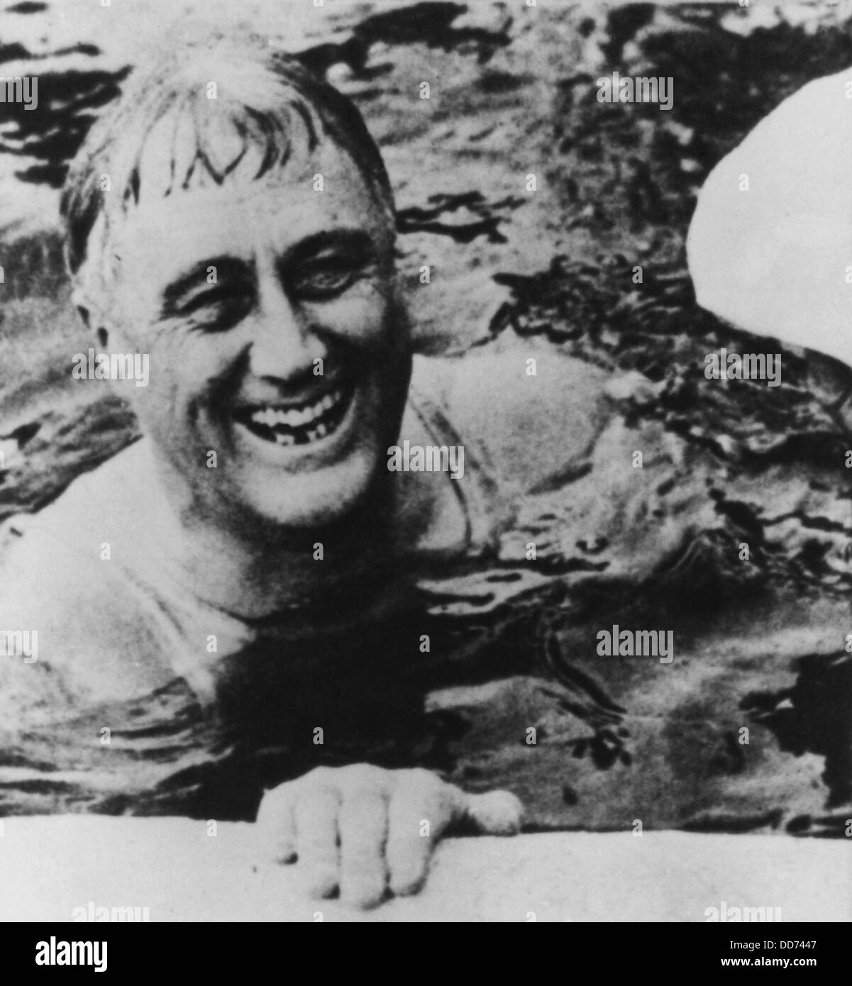 Gov. Franklin Roosevelt swimming in Warm Springs, Georgia. 1930. FDR was then Governor of New York State. (BSLOC 2013 5 62) Stock Photo