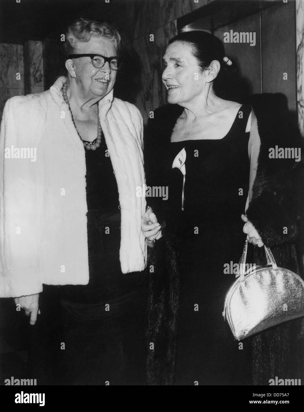 Eleanor Roosevelt and novelist Fannie Hurst. 1962. Hurst is most remembered for the 1934 and 1959 screen adaptations of her Stock Photo