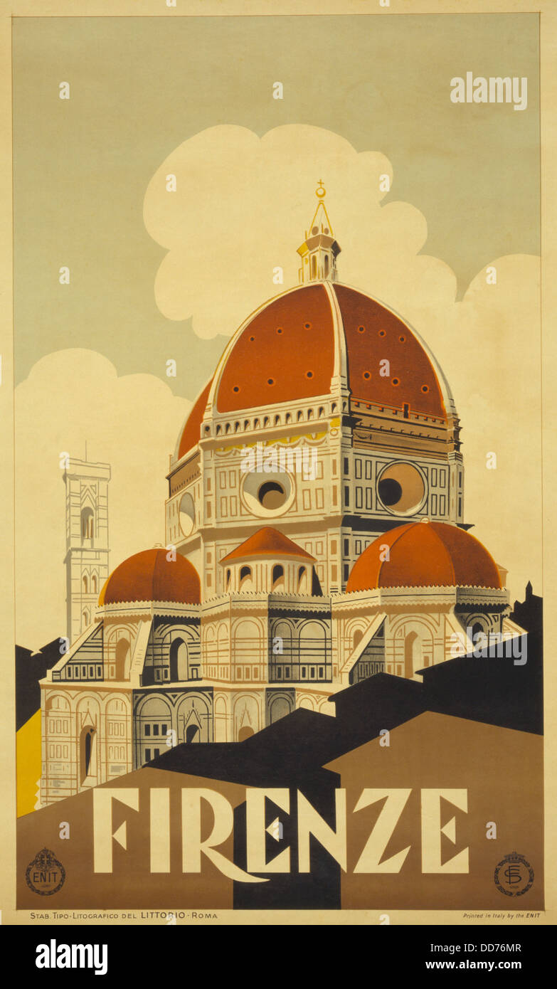Florence Italy Basilica di Santa Maria del Fiore Travel Advertisement Poster 