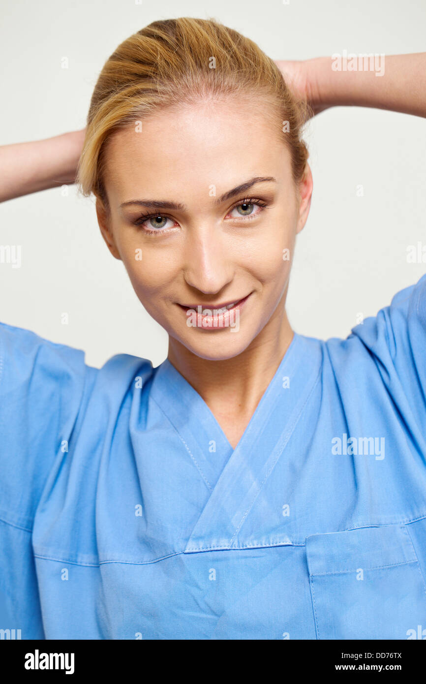 Female patient in pyjamas Stock Photo