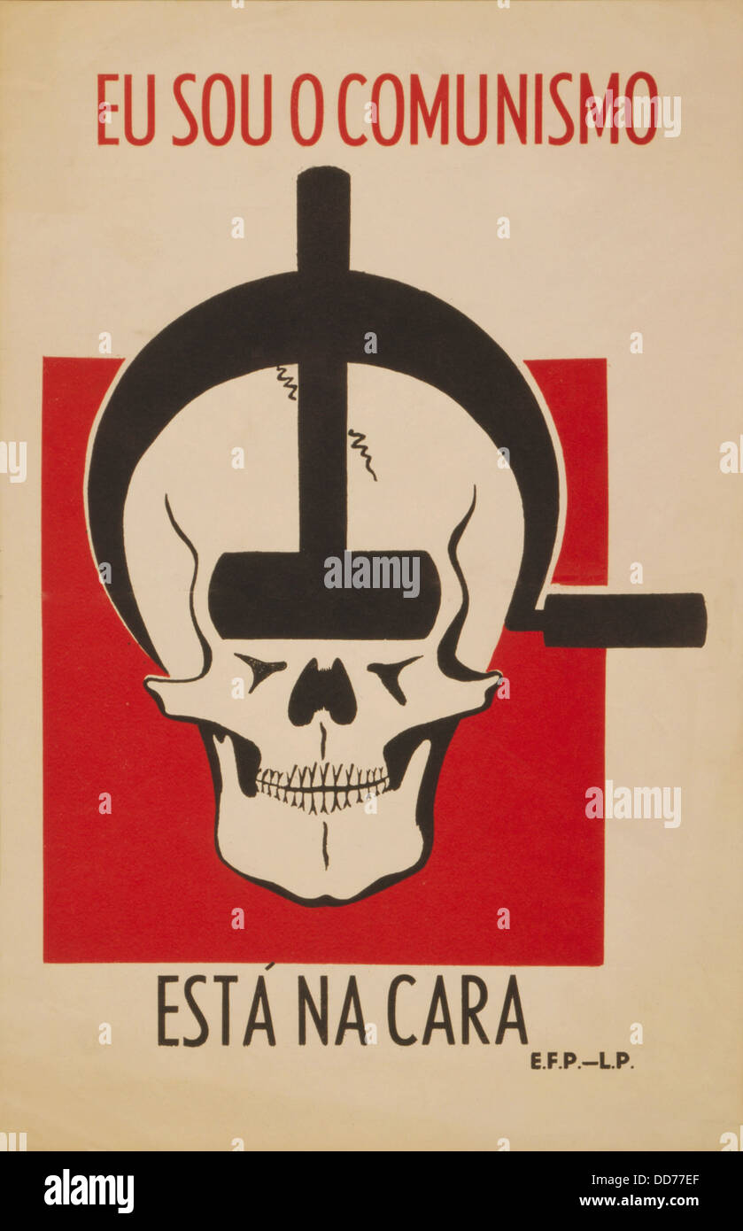 I AM COMMUNISM, IT IS IN THE FACE. Spanish Civil War poster presenting Nationalist, pro-Franco propaganda. Poster depicts of a Stock Photo