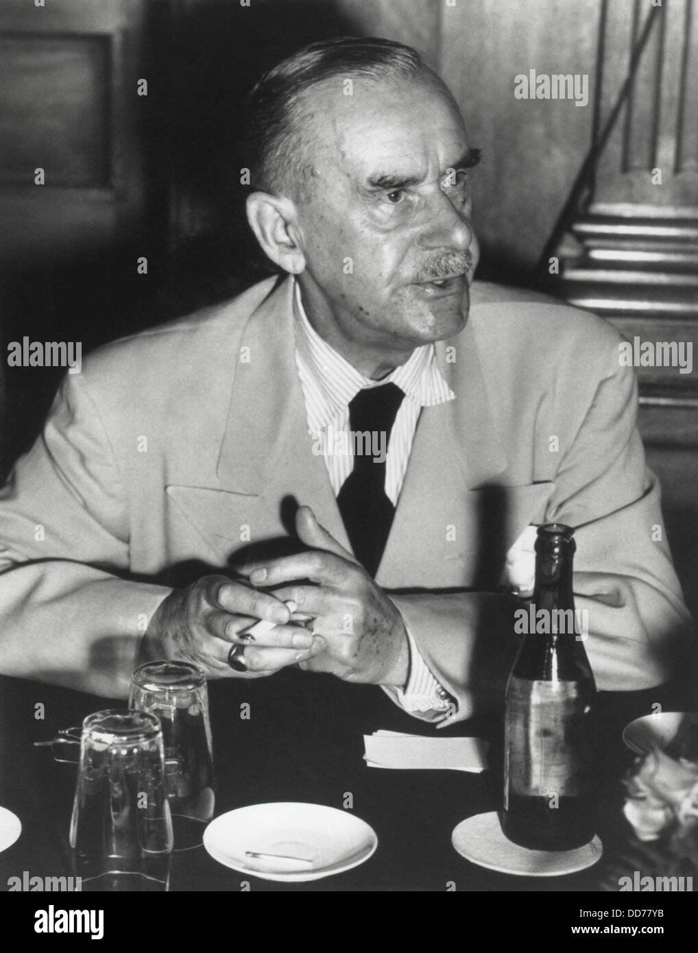 Thomas Mann, German novelist, short story writer, essayist, and 1929 Nobel laureate. Photo ca. 1940, possibly after his 1939 Stock Photo