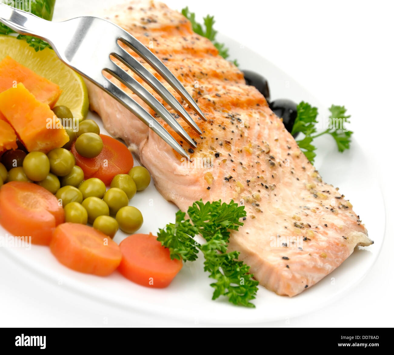 Grilled Salmon Fillet Stock Photo - Alamy