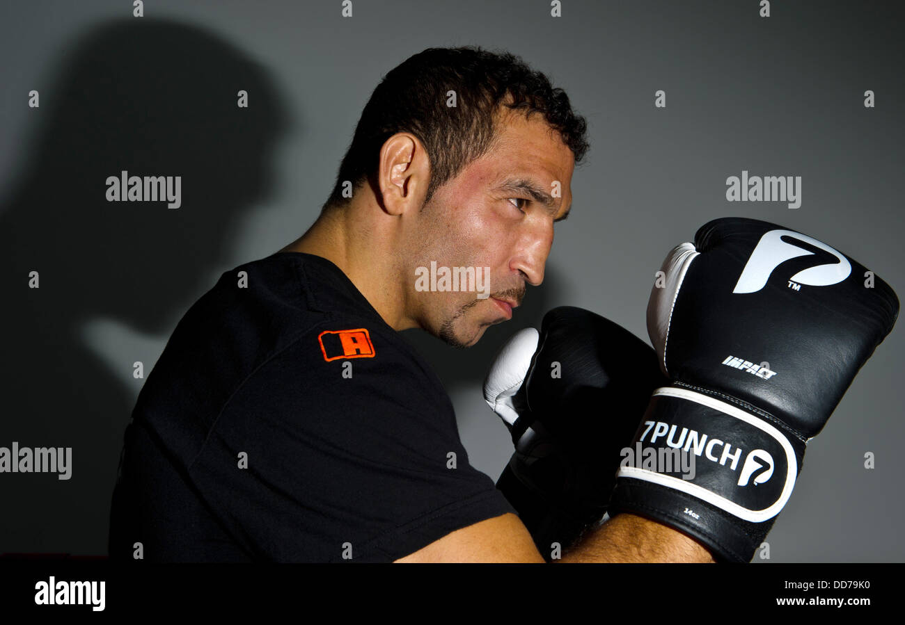 Professional boxer Firat Arslan is pictured on his training grounds in Donzdorf, Germany, 28 August 2013. On 14 September, Arslan will fight current boxing world champion Huck for the WBO Cruiserweight title. Photo: DANIEL BOCKWOLDT Stock Photo