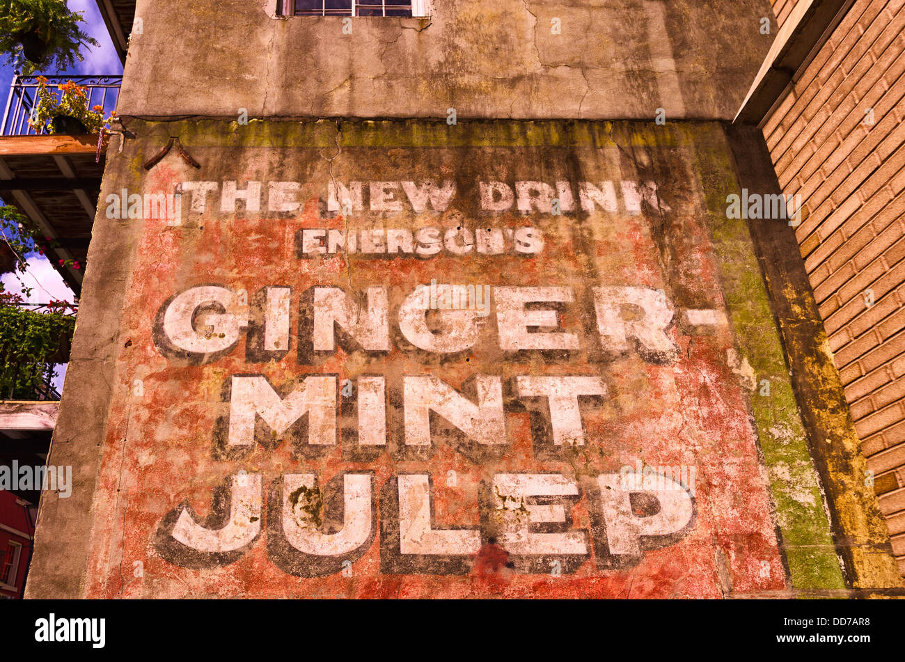GingerMint Julep sign on side of a building in the French Quarter in