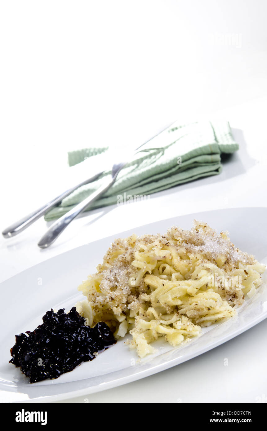 homemade pasta with ground nuts and sugar Stock Photo