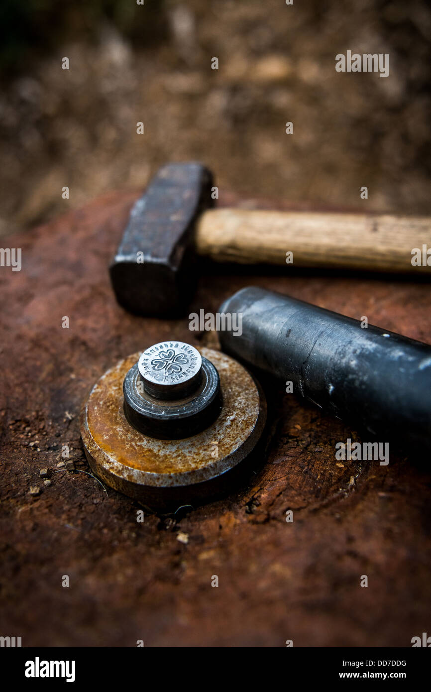 die, hammer, mint, coin Stock Photo Alamy