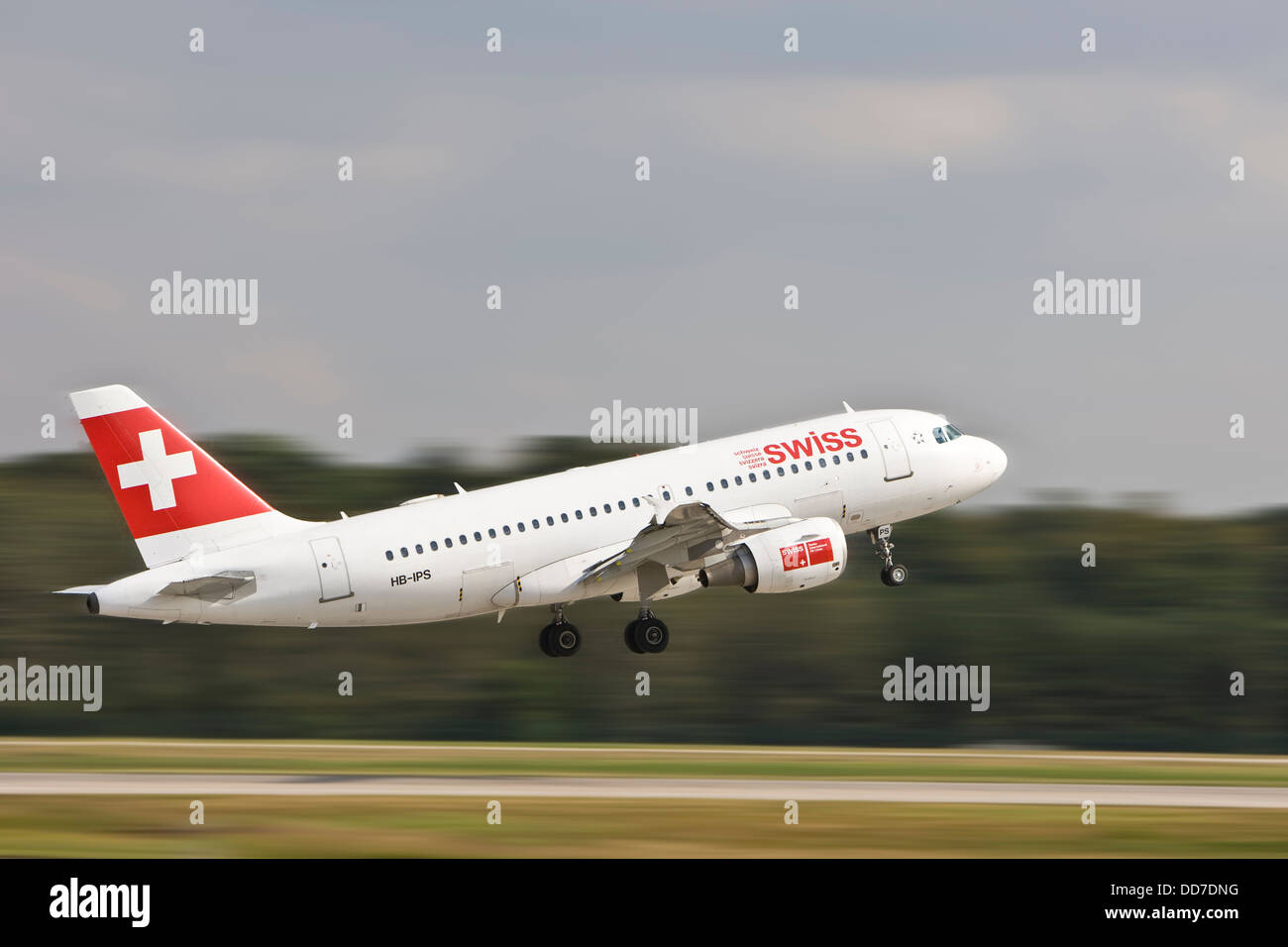 Germany, Hesse, View of Aeroplane on runway Stock Photo