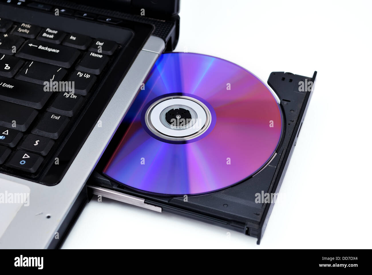 Laptop with Loaded DVD Drive Stock Photo Alamy