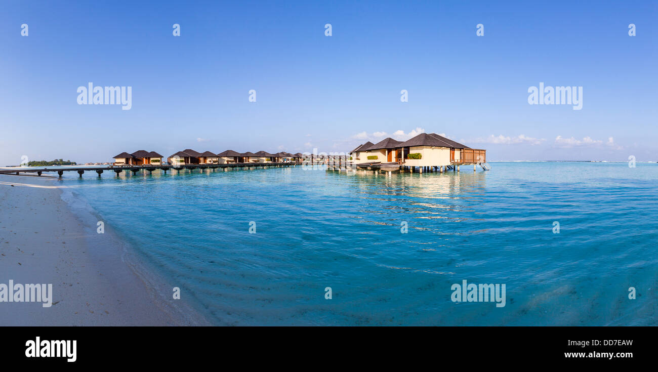 Asia, Water bungalows of Paradise Island Stock Photo