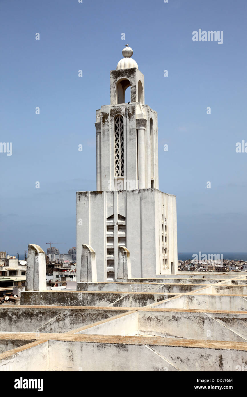 Bell tower of the church Sacred Heart of Jesus in Casablanca, Morocco Stock Photo