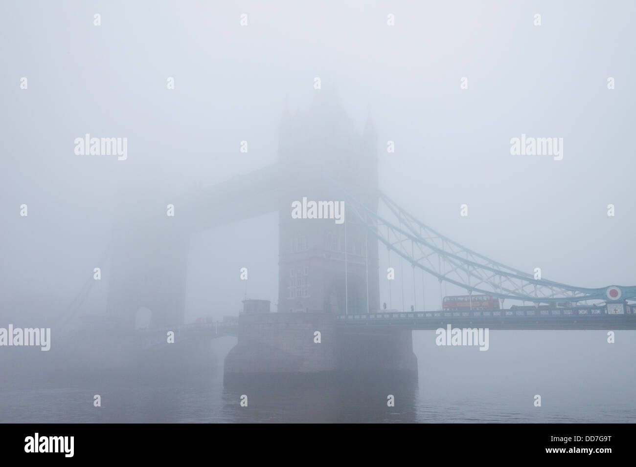 England, London, Southwark, Tower Bridge in the Fog Stock Photo