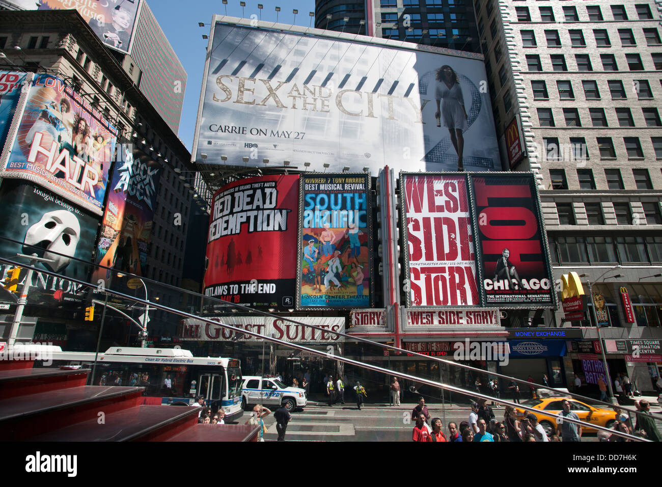 MUSICAL THEATER SHOW BILLBOARDS TKTS STEPS TIMES SQUARE MANHATTAN NEW YORK CITY USA Stock Photo