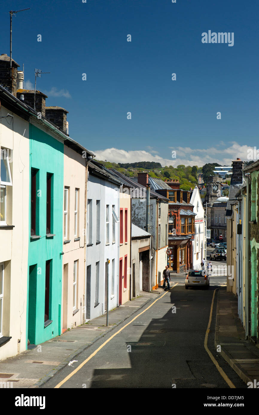 UK, Wales, Ceredigion, Aberystwyth, colourfully painted houses in Old Town Stock Photo
