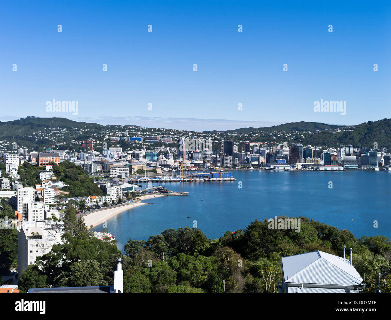 dh Wellington Harbour WELLINGTON NEW ZEALAND Lambton Harbour and Oriental Bay city skyline view daytime Stock Photo