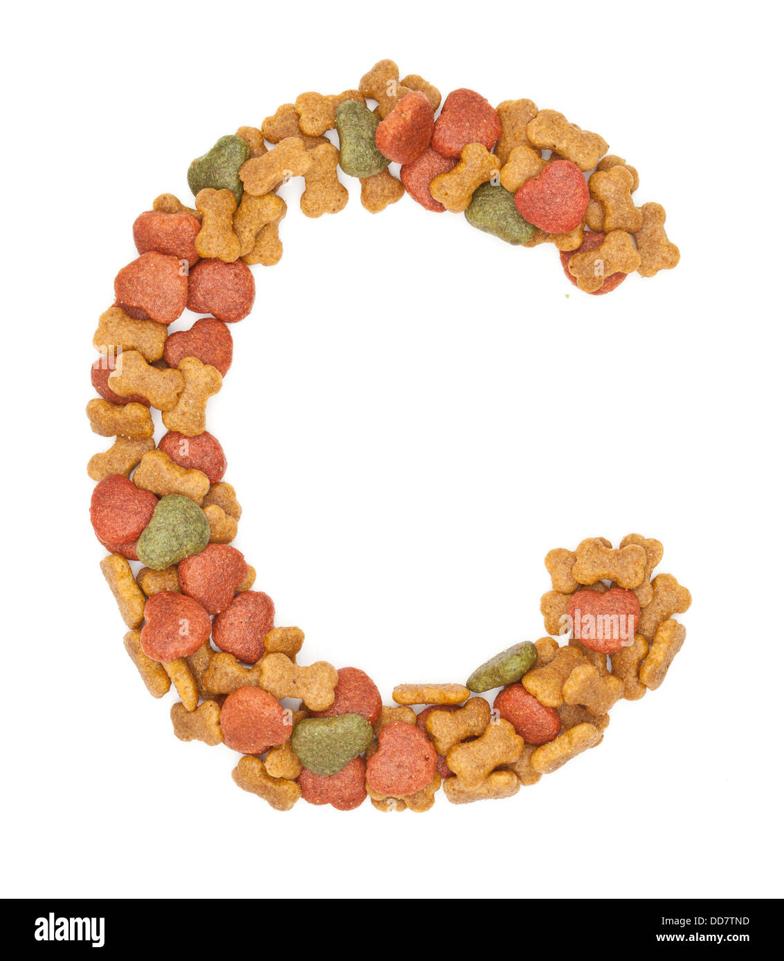 C dog food alphabet on white background Stock Photo