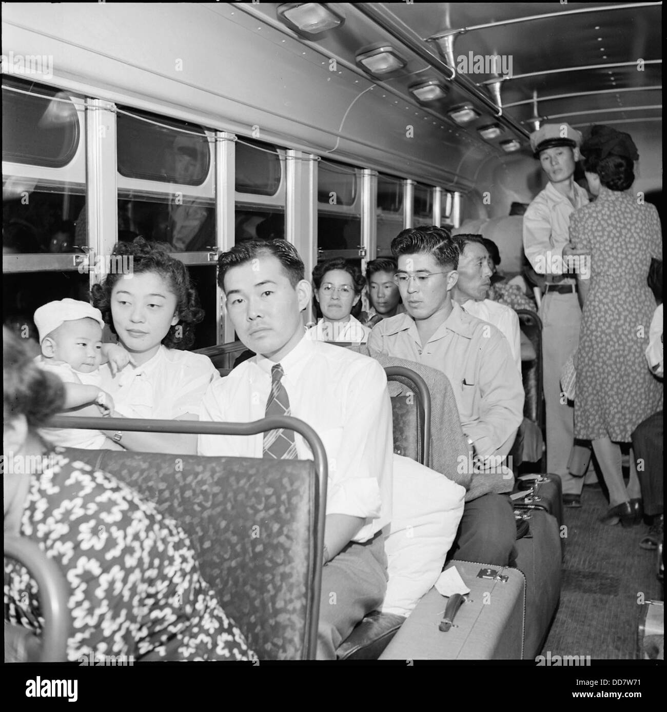 Gila River Relocation Center, Rivers, Arizona. Evacuees on their way