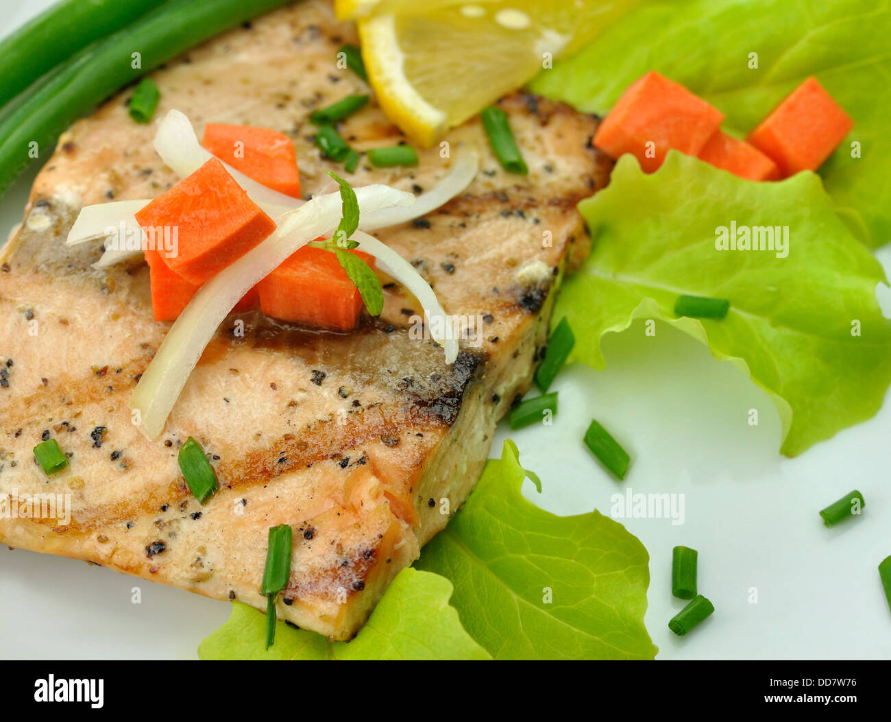 grilled salmon fillet Stock Photo - Alamy