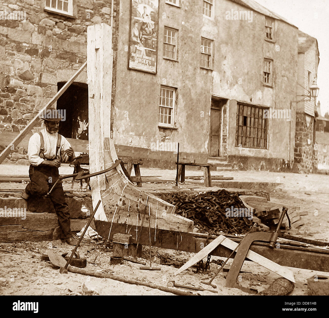 St. Ives Boat Builder Victorian period Stock Photo