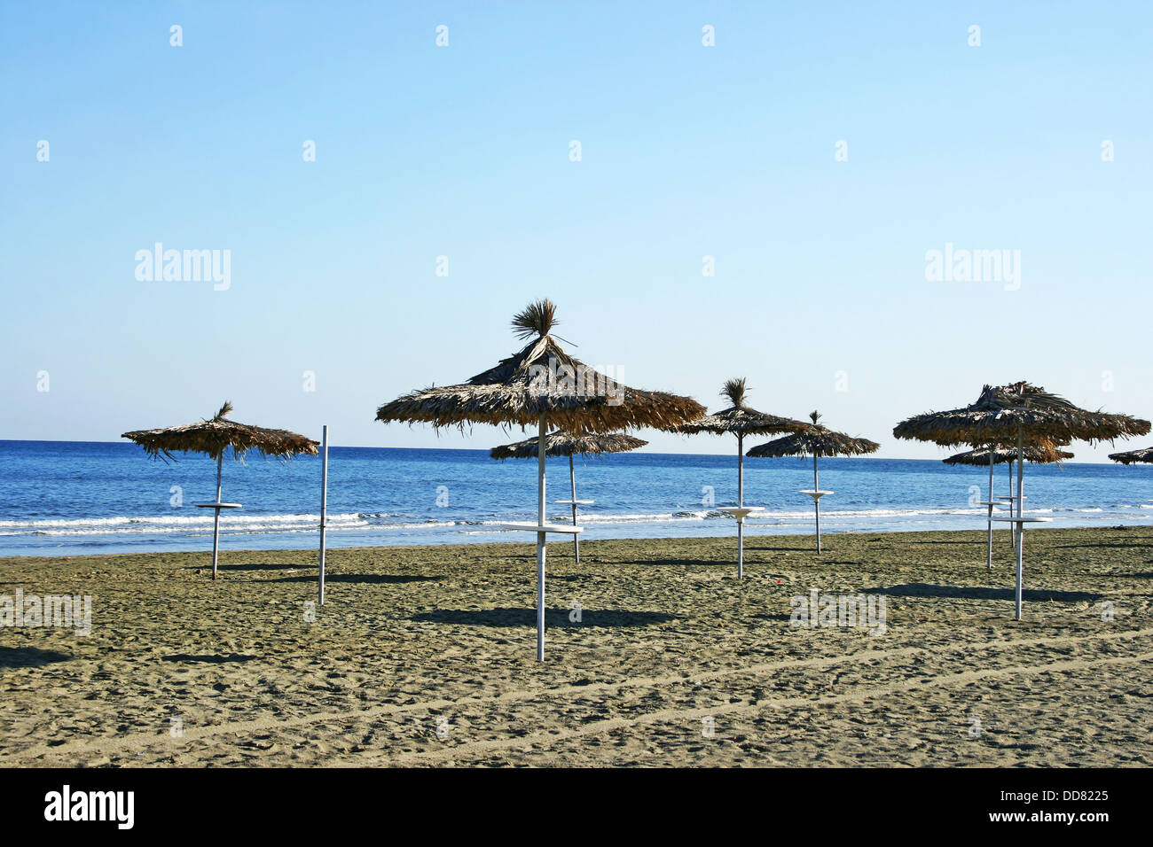 Mediterranean empty beach in autumn, Cyprus. Stock Photo