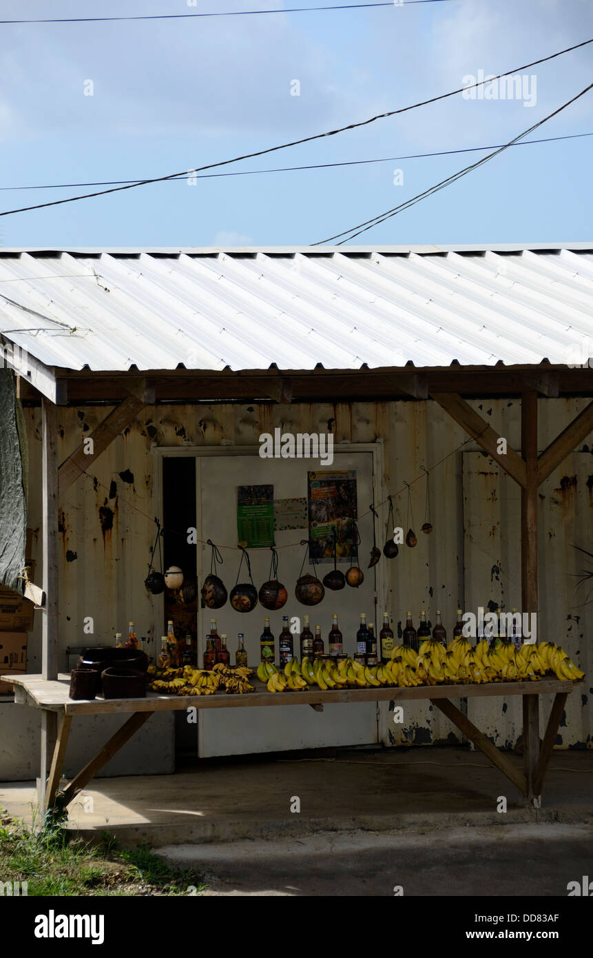 Rum and banana fruit stand on the island of Guadeloupe Stock Photo Alamy