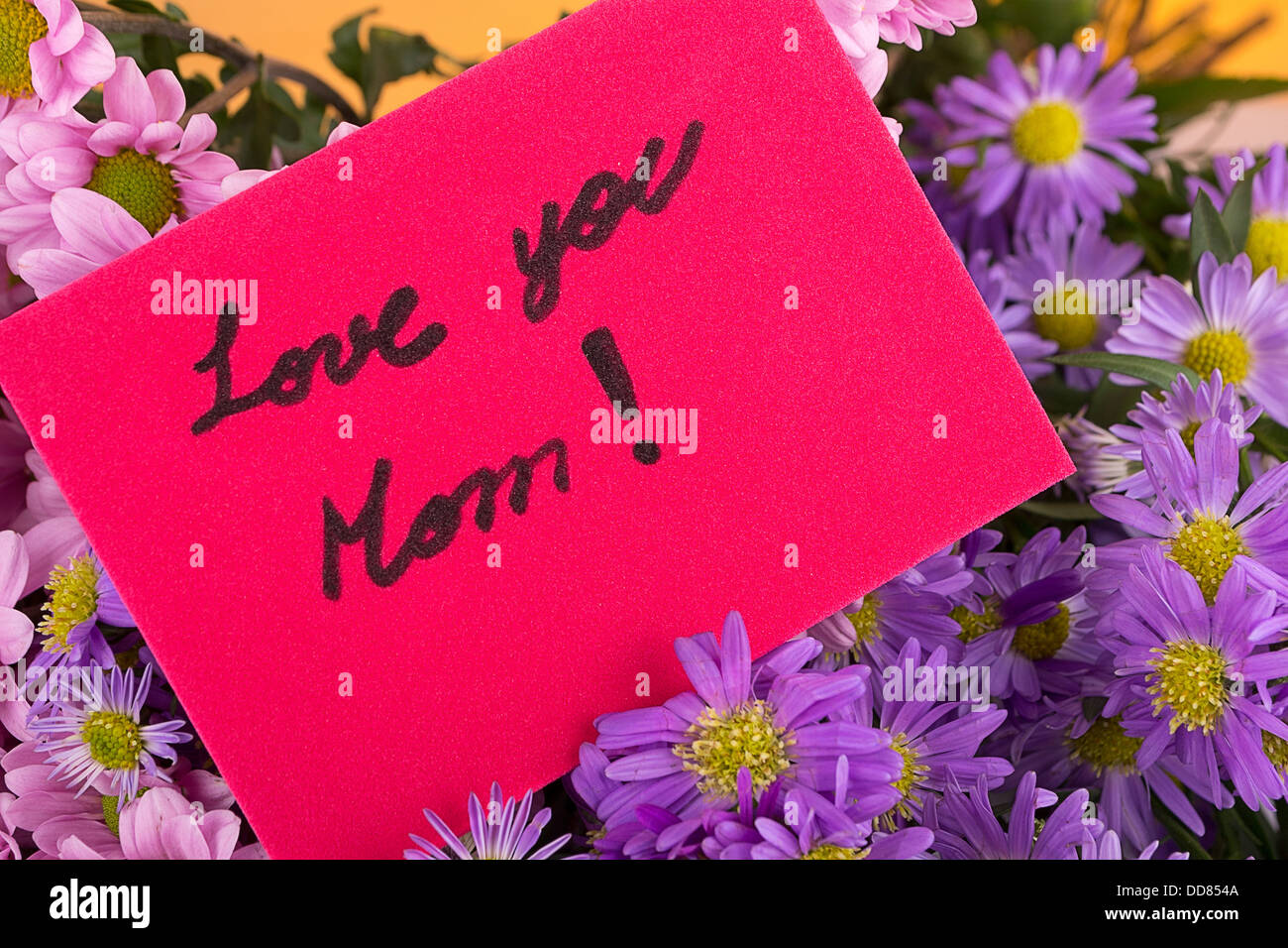 mother day greeting, love you mom, handwritten Stock Photo - Alamy