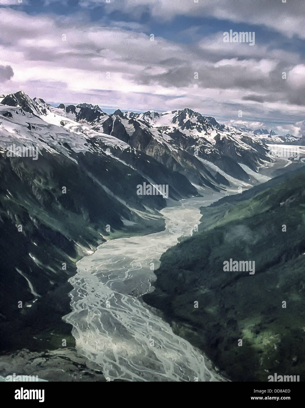 July 10, 2000 - Alaska, US - In this aerial view frozen rivers of ice ...